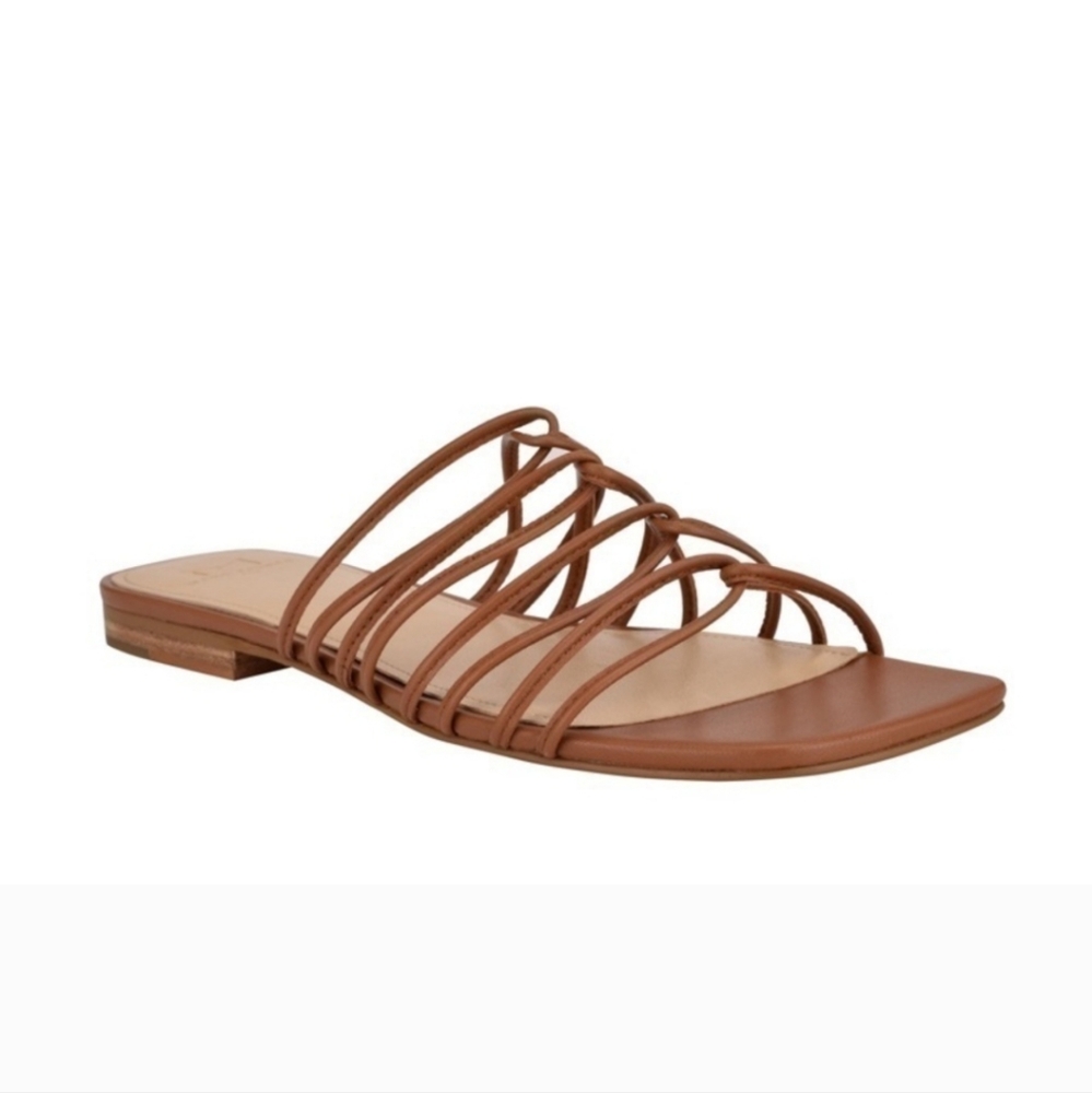 Sandals Marc Fisher Marcio Strappy Leather Flat Slip on Casual Size 7.5